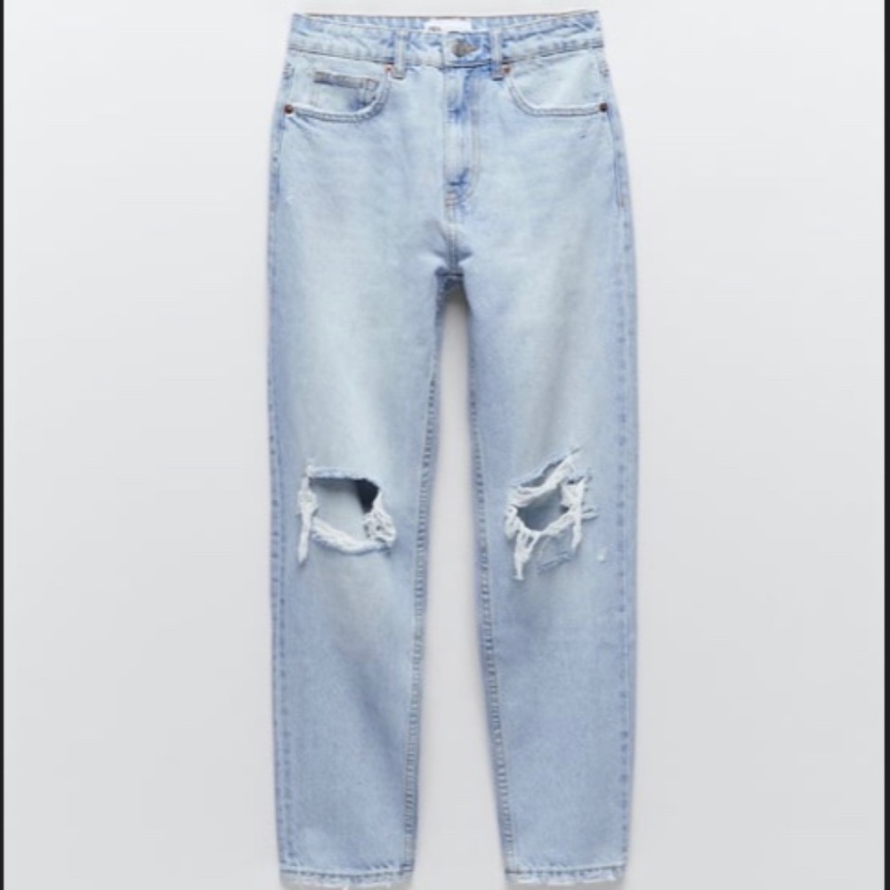 Zara Ripped Mom Fit Jeans, Size: 29
